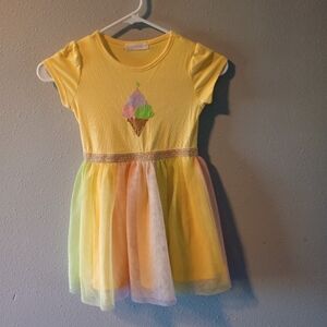 Yellow and Multicolor Kids Dress Size 5